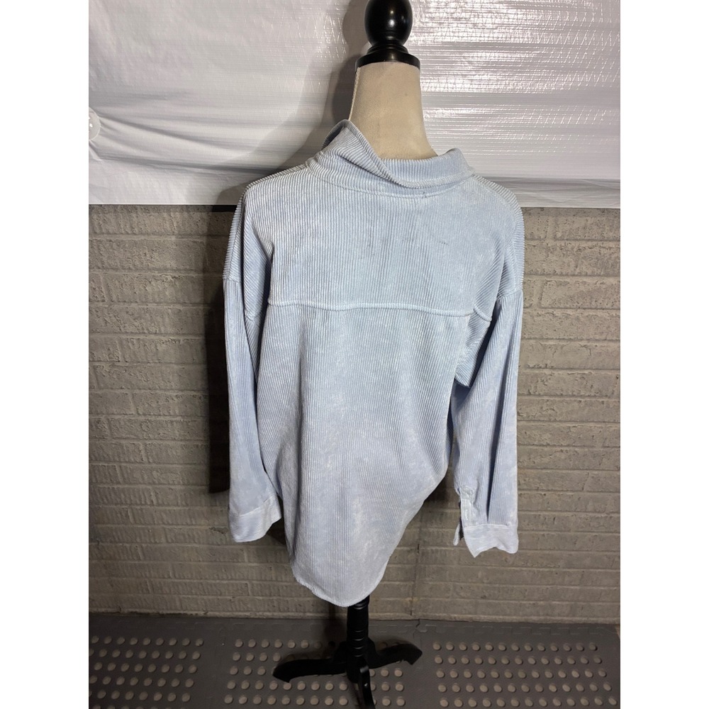 Ashley by 26 International Light Blue Corduroy Button Up Shirt Utility Large - Picture 3 of 4